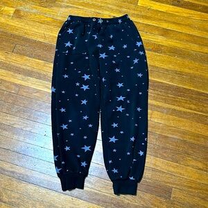 Jak & Rae Women’s Black Joggers, Star Print, Medium